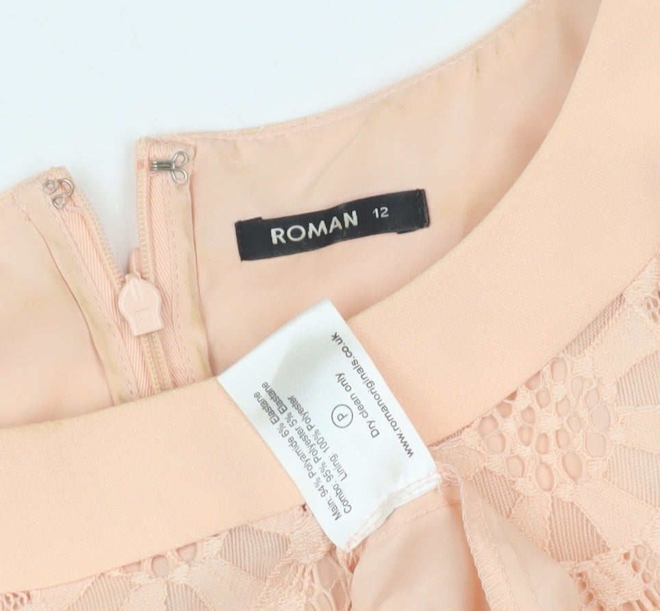 Roman Women's Beige Lace Sheath Dress, Size 12, Party