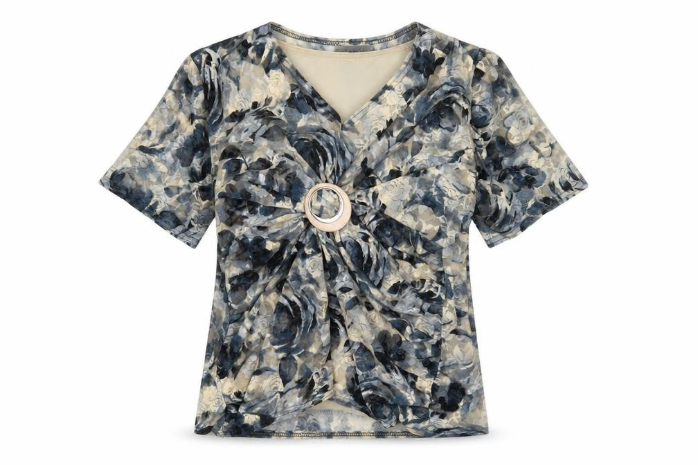 Bassini Women's Multicoloured Floral Wrap T-Shirt Size 18