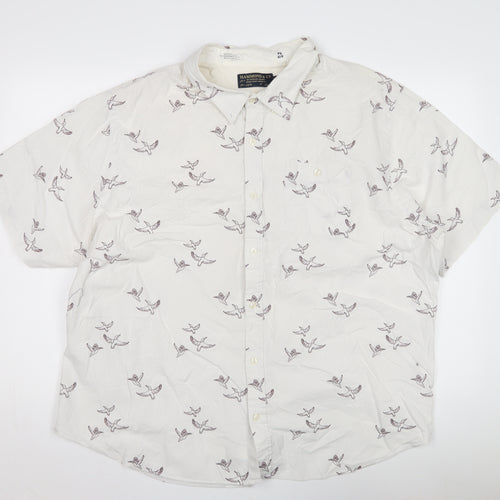 Hammond & Co Men's White Bird Print Short Sleeve Shirt