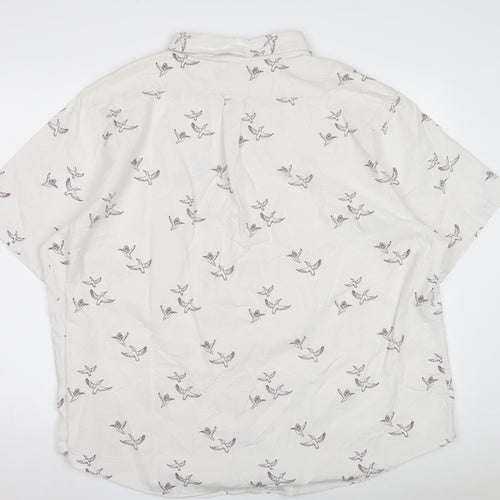 Hammond & Co Men's White Bird Print Short Sleeve Shirt
