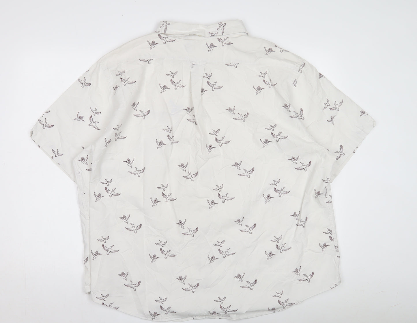 Hammond & Co Men's White Bird Print Short Sleeve Shirt