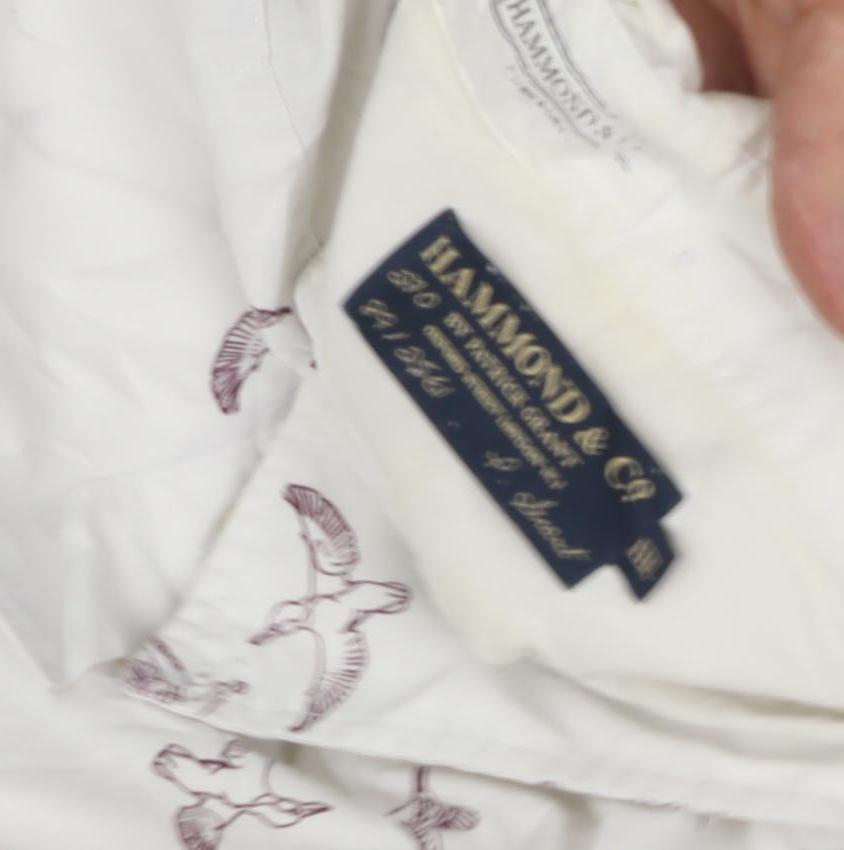 Hammond & Co Men's White Bird Print Short Sleeve Shirt