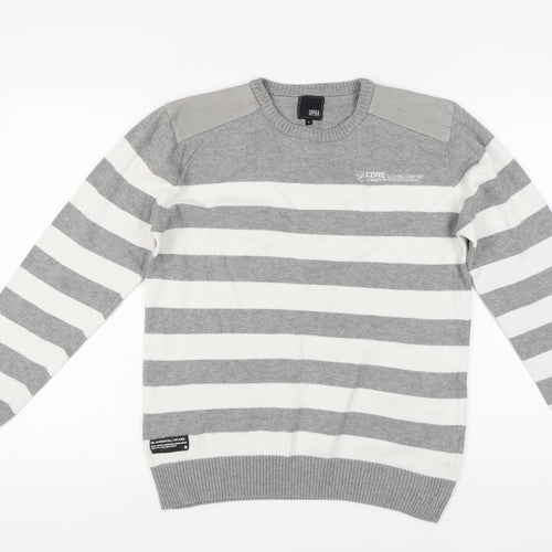 Jack & Jones Men's Grey Stripe Pullover in Size L
