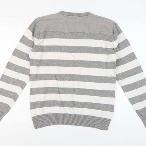 Jack & Jones Men's Grey Stripe Pullover in Size L