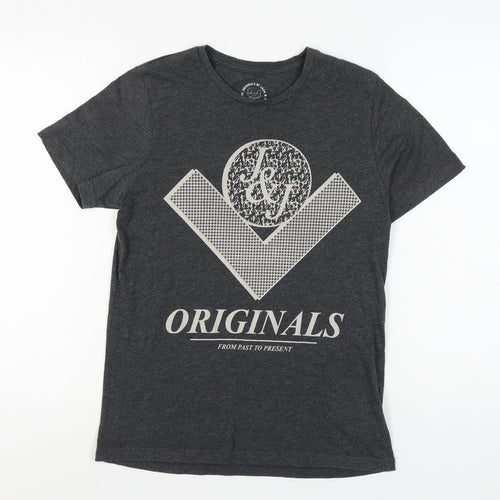 Jack & Jones Men's Black Graphic T-Shirt, S, Casual Style