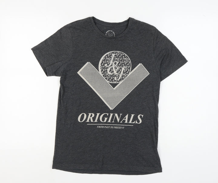 Jack & Jones Men's Black Graphic T-Shirt, S, Casual Style
