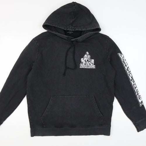 AllSaints Men’s Black Graphic Print Pullover Hoodie XS