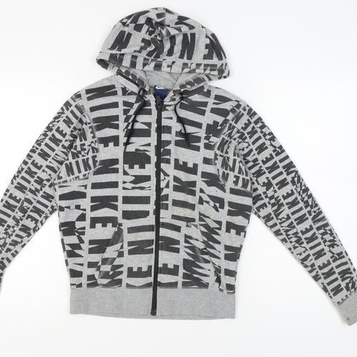 Nike Grey Logo Hoodie XS, Unisex Full Zip Sportswear