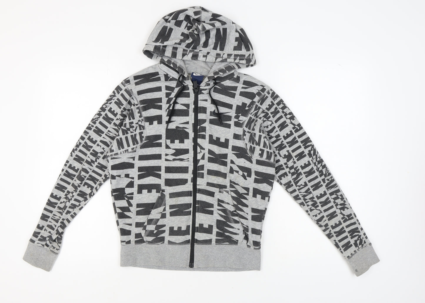 Nike Grey Logo Hoodie XS, Unisex Full Zip Sportswear