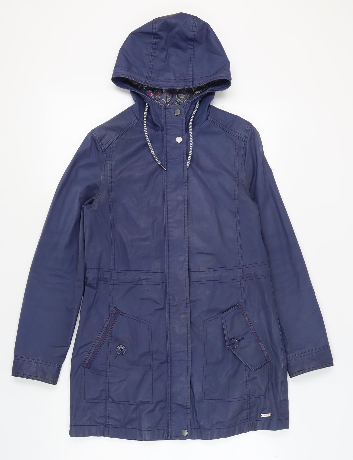 White Stuff Women's Blue Hooded Parka Jacket Size 12