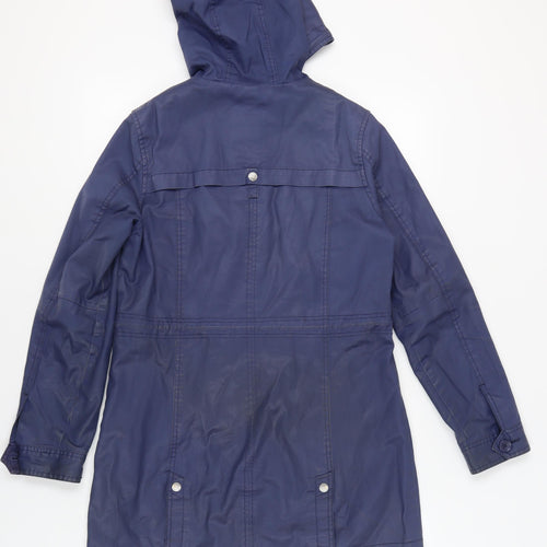 White Stuff Women's Blue Hooded Parka Jacket Size 12