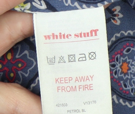 White Stuff Women's Blue Hooded Parka Jacket Size 12