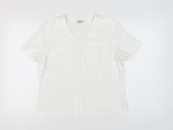 Eastex Women's White Short Sleeve Blouse Size 14