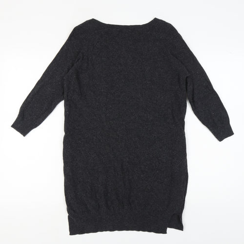 Fat Face Women's Black Tunic Jumper, Size 10, Button Accents