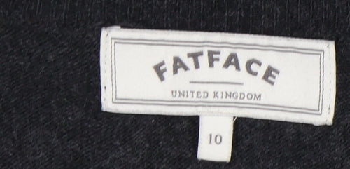 Fat Face Women's Black Tunic Jumper, Size 10, Button Accents