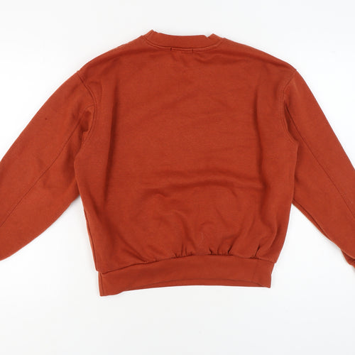 Bershka Women's Orange Pullover Sweatshirt S