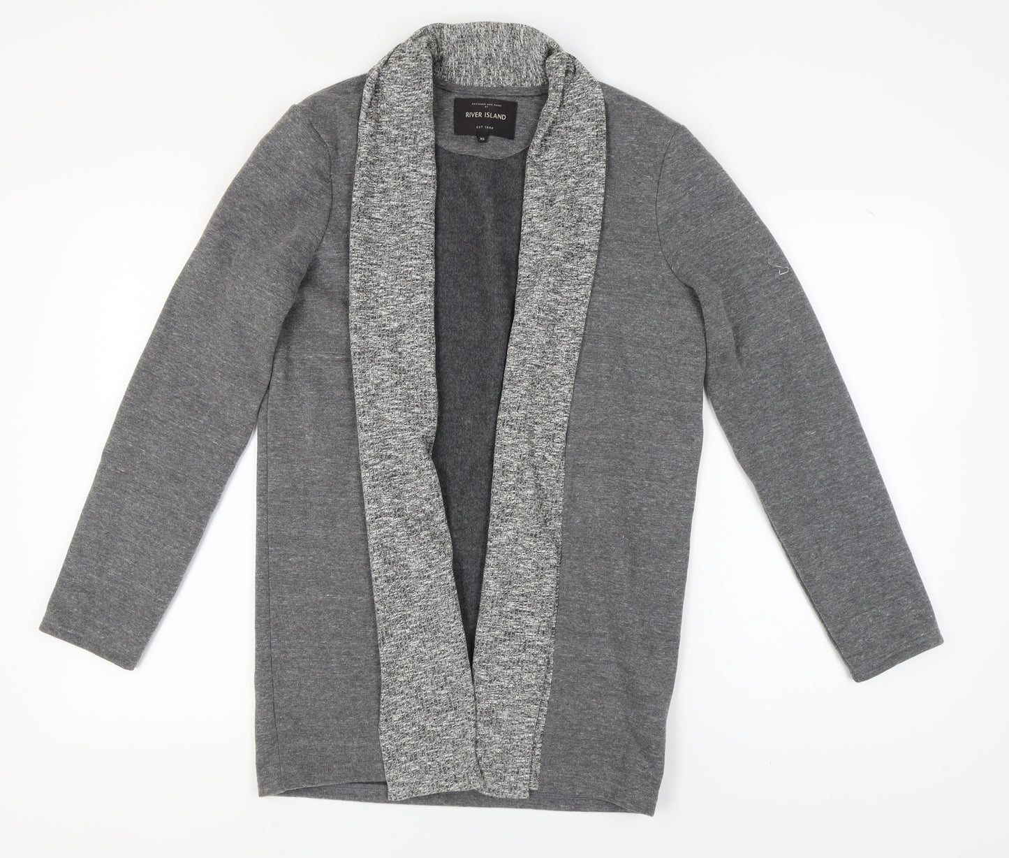 River Island Women's Grey Open Front Cardigan XS Long Sleeve