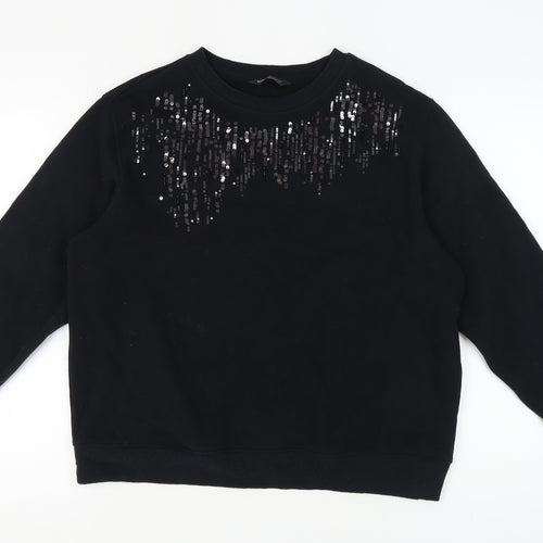 Marks and Spencer Women's Black Sequin Sweatshirt Size 14