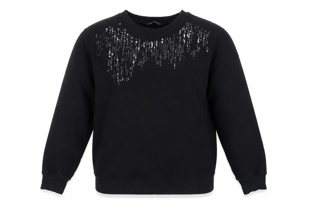 Front view of Marks & Spencer Women's Black Sequin Sweatshirt, size 14