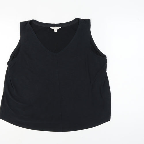 Per Una Women's Black Tank, Size 18, V-Neck, Cotton Blend