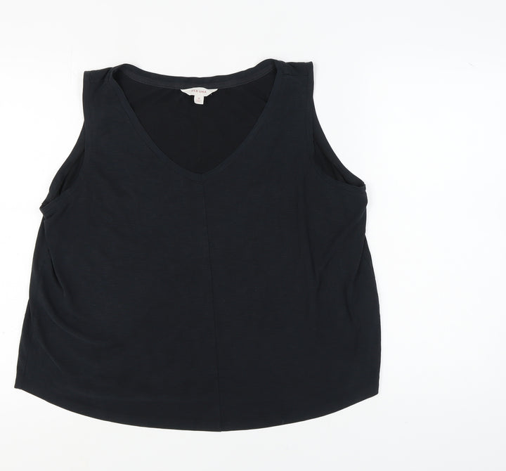 Per Una Women's Black Tank, Size 18, V-Neck, Cotton Blend