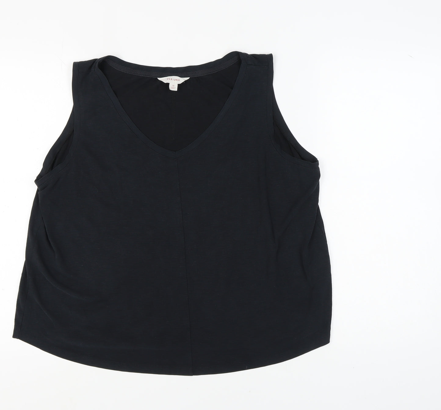 Per Una Women's Black Tank, Size 18, V-Neck, Cotton Blend