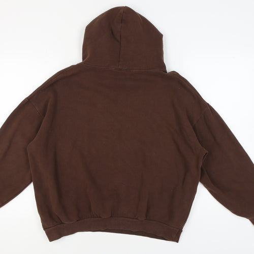 Pull&Bear Unisex Brown Graphic Hoodie M, Casual Style