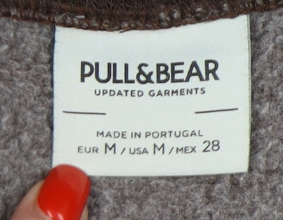 Pull&Bear Unisex Brown Graphic Hoodie M, Casual Style