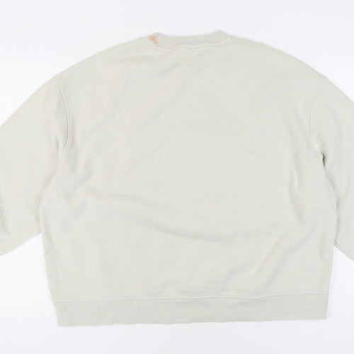 H&M Unisex White Graphic Sweatshirt, Size 12 Pullover