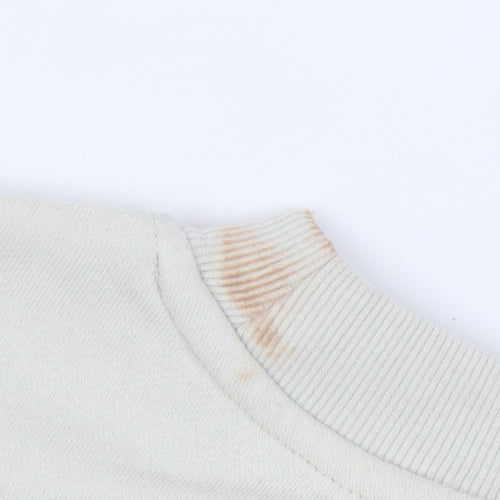 H&M Unisex White Graphic Sweatshirt, Size 12 Pullover
