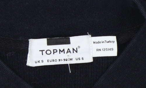 Topman Men's Black Full Zip Sweatshirt S
