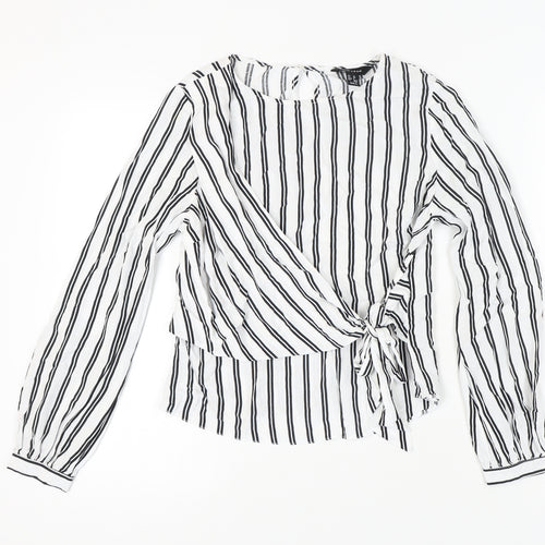 New Look Women's White Striped Long Sleeve Top