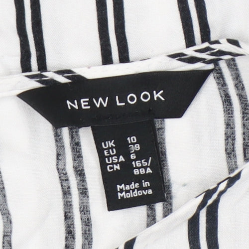 New Look Women's White Striped Long Sleeve Top
