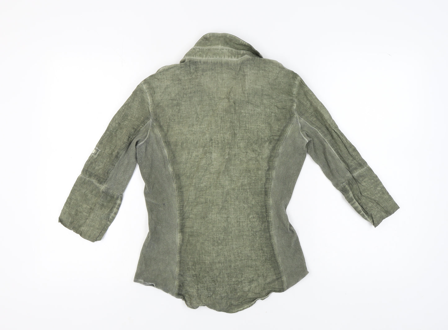 Pologarage Green Button-Up Shirt Women Size 4