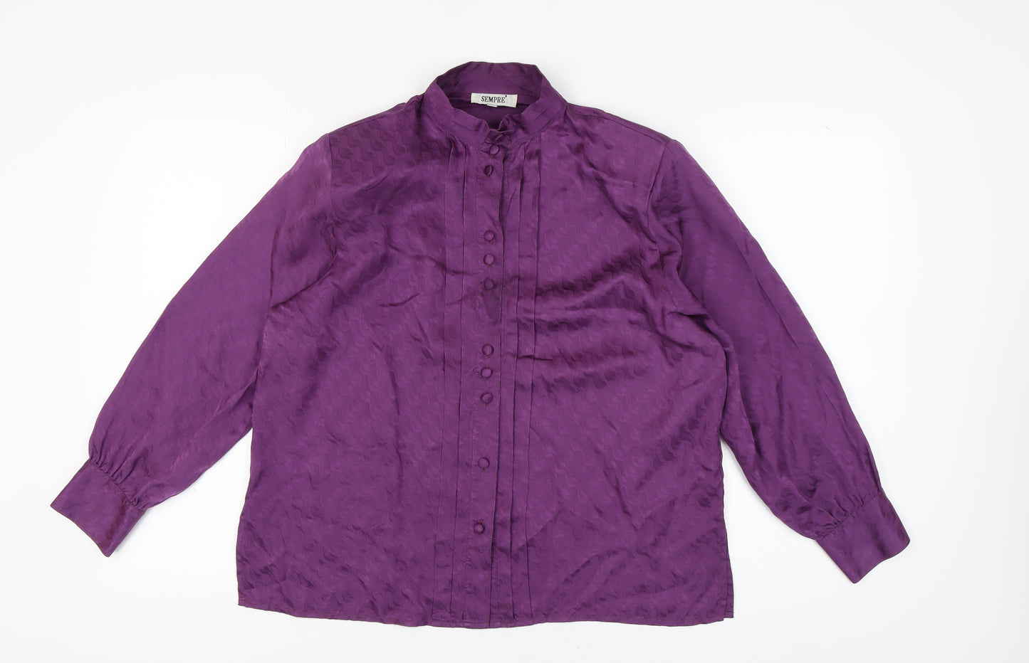 Siempre Women's Purple Silk Button-Up Blouse, Size 18