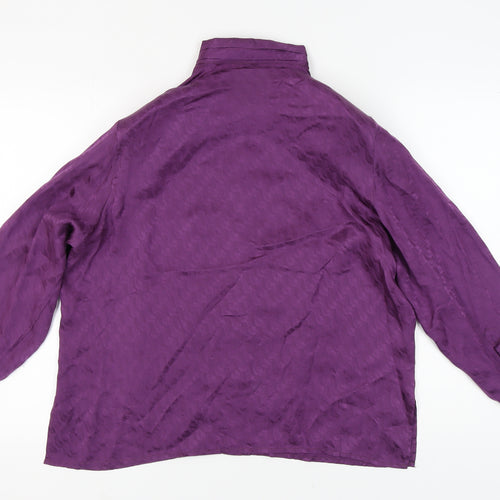 Siempre Women's Purple Silk Button-Up Blouse, Size 18