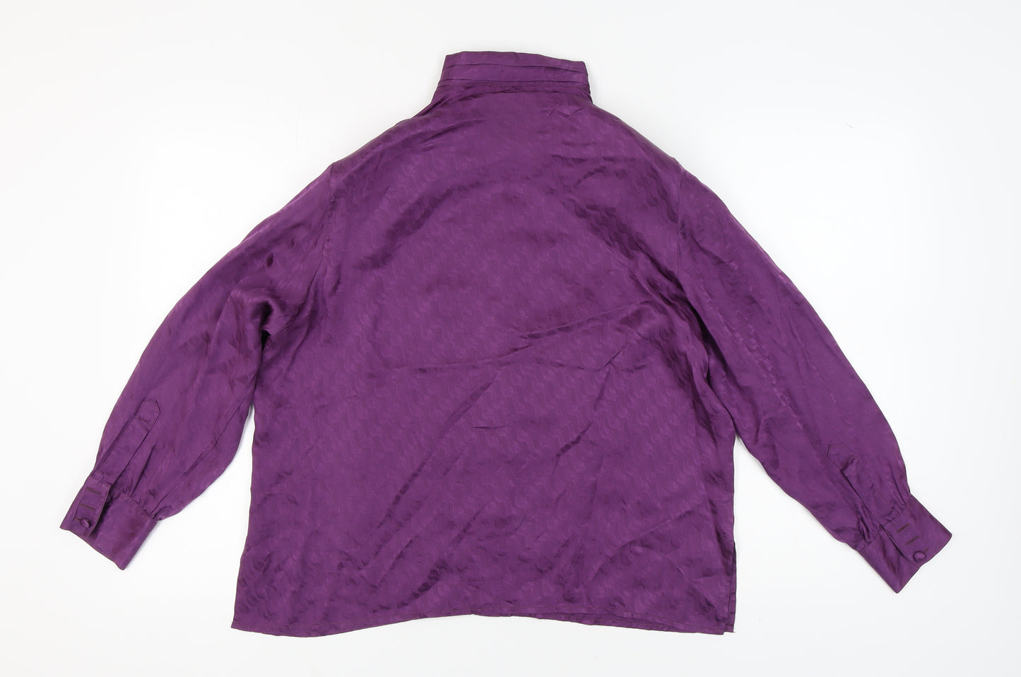 Siempre Women's Purple Silk Button-Up Blouse, Size 18