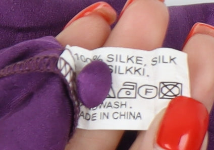 Siempre Women's Purple Silk Button-Up Blouse, Size 18