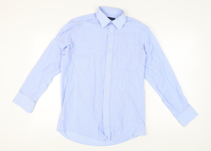 Debenhams Men's Blue Check Long Sleeve Shirt - Size 15