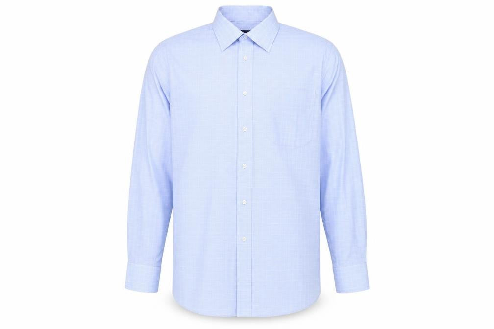 Front view of Debenhams Men's Blue Check Long Sleeve Shirt -, size 15