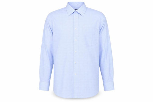 Front view of Debenhams Men's Blue Check Long Sleeve Shirt -, size 15