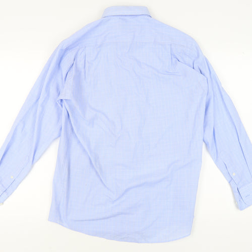 Debenhams Men's Blue Check Long Sleeve Shirt - Size 15