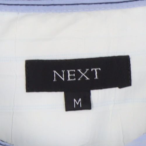 Next Men's White Striped Short Sleeve Shirt M