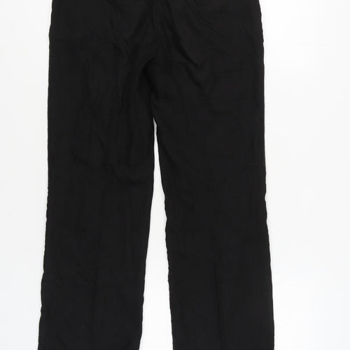 Monsoon Women's Black Linen Blend Straight Trousers Size 8