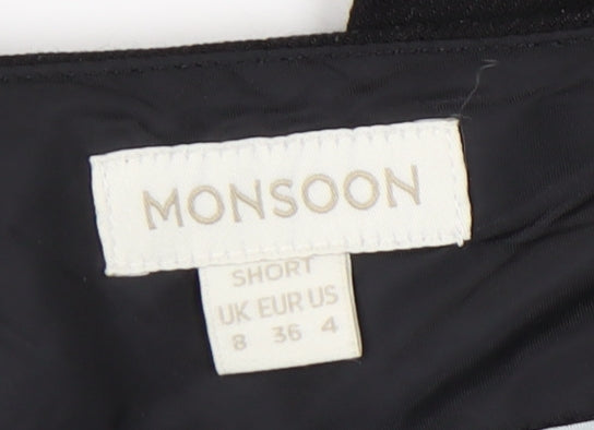 Monsoon Women's Black Linen Blend Straight Trousers Size 8