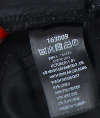 Monsoon Women's Black Linen Blend Straight Trousers Size 8