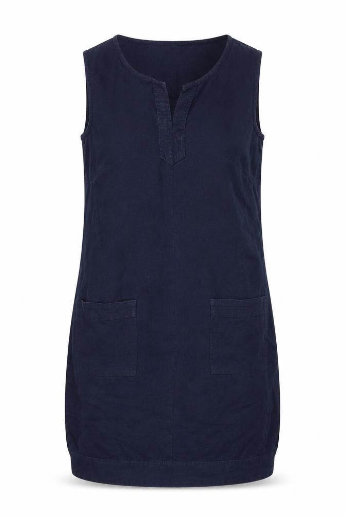 Front view of Next Women's Blue Sleeveless Dress, size 10, Cotton Blend