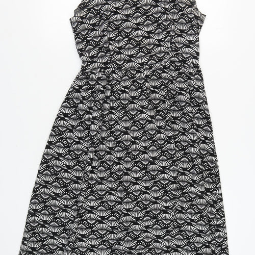Boohoo Women's Black Geometric Polyester Dress, Size 10
