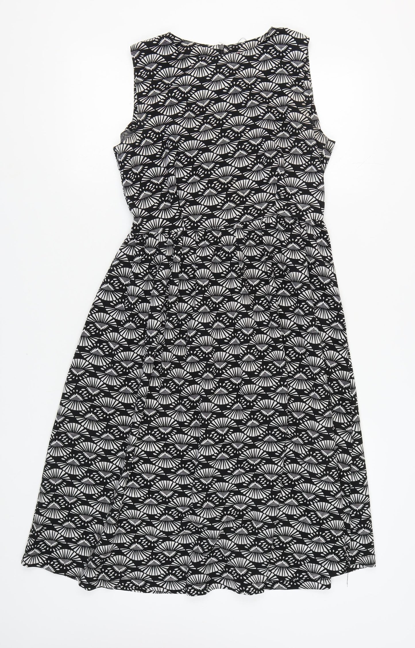 Boohoo Women's Black Geometric Polyester Dress, Size 10