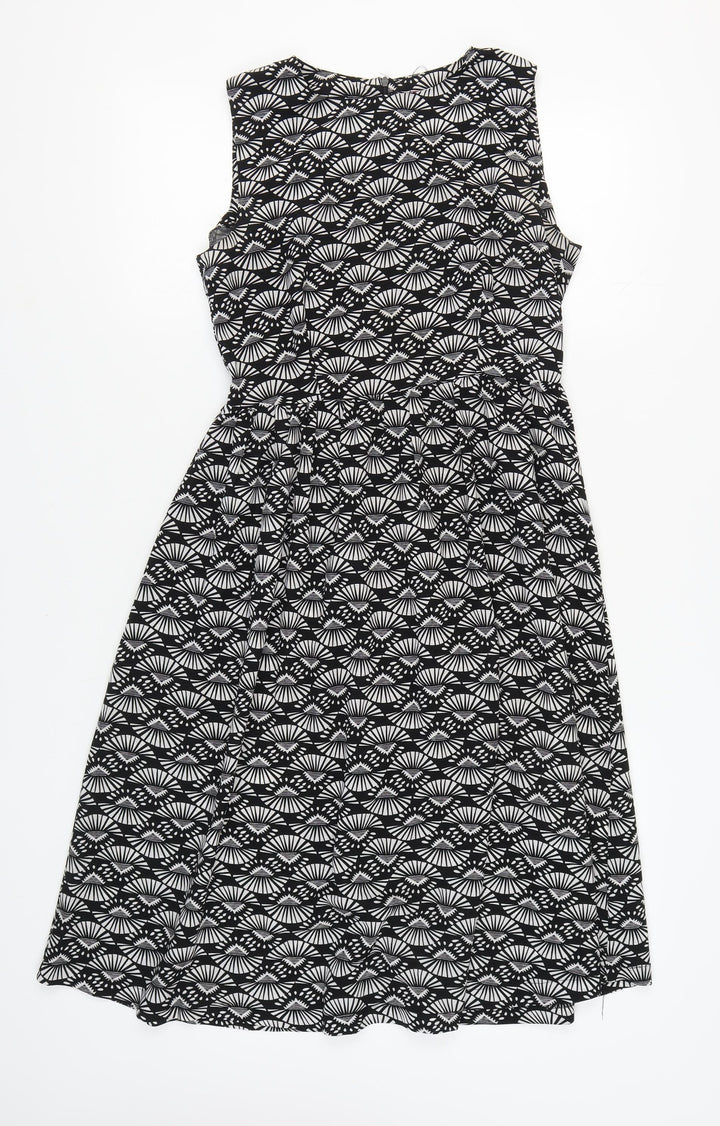 Boohoo Women's Black Geometric Polyester Dress, Size 10